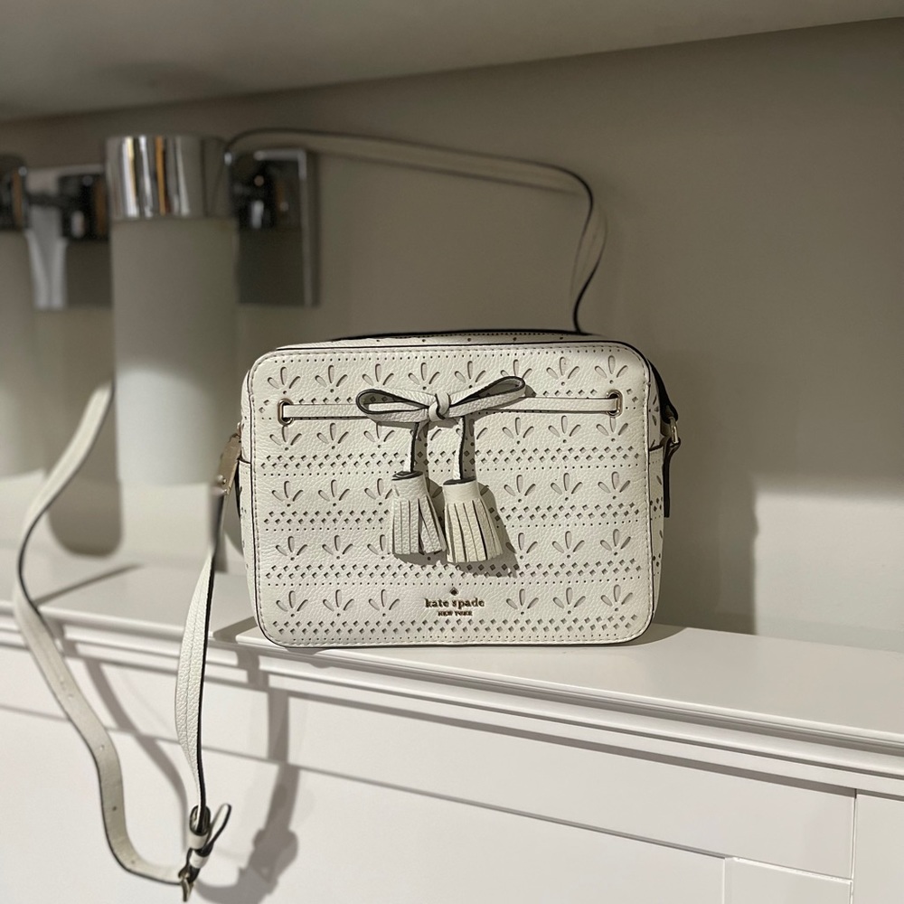 Kate Spade Hayes Perforated Camera Bag White
